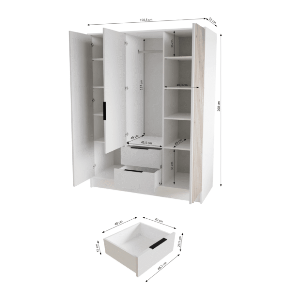 Kleiderschrank NERO150cm - schwarz – Bild 4